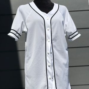 White Mesh Short Sleeved Baseball Tunic